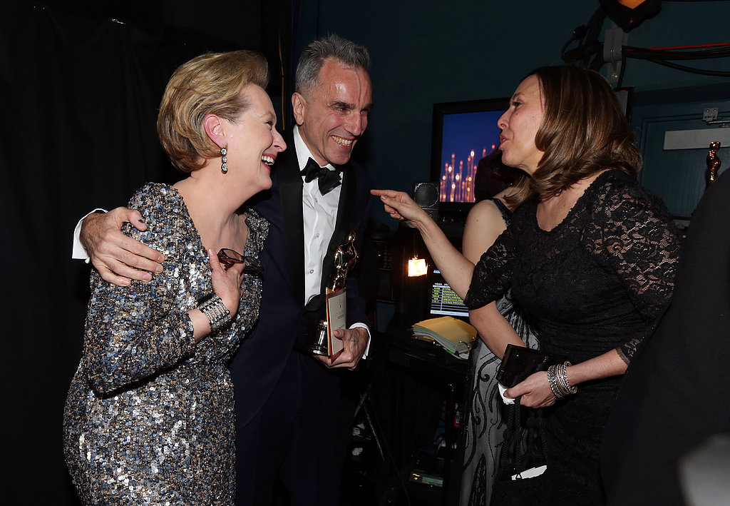 Meryl Streep and Daniel Day-Lewis backstage at the 2013 Oscars.
Meryl Streep and Daniel Day-Lewis backstage at the 2013 Oscars.