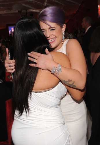 Kelly Osbourne hugged Kim Kardashian at Elton John's party on Oscar night.
Kelly Osbourne hugged Kim Kardashian at Elton John's party on Oscar night.