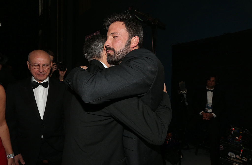 Ben Affleck and George Clooney hugged backstage at the 2013 Oscars.
Ben Affleck and George Clooney hugged backstage at the 2013 Oscars.