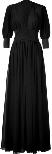 Jay Ahr Black Empire Waist Silk Gown