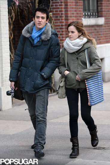 Emma Watson and Will Adamowicz bundled up against the cold.
Emma Watson and Will Adamowicz bundled up against the cold.