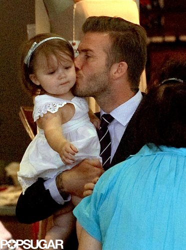 David Beckham planted a kiss on Harper during lunch in Notting Hill, London, in July 2012.
David Beckham planted a kiss on Harper during lunch in Notting Hill, London, in July 2012.