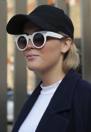 White stunner shades completed this sporty Fashion Week look.
White stunner shades completed this sporty Fashion Week look.
