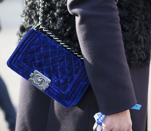 This blue velvet Chanel bag is the perfect statement piece.
This blue velvet Chanel bag is the perfect statement piece.