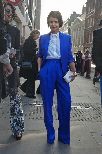 Miroslava Duma suited up in a bold head-to-toe cobalt hue.
Miroslava Duma suited up in a bold head-to-toe cobalt hue.