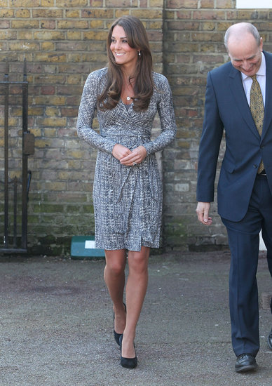 Kate Middleton's Max Mara Studio leopard wrap dress was a comfortable option for her first day back at work this year.
Kate Middleton's Max Mara Studio leopard wrap dress was a comfortable option for her first day back at work this year.