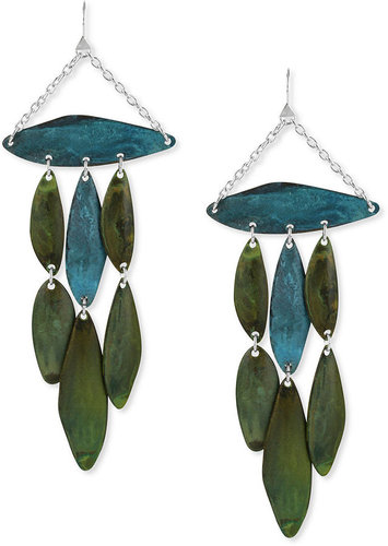 Robert Lee Morris Earrings, Silver-Tone Blue and Green Patina Petal Chandelier Earrings