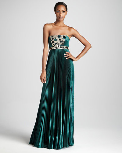 Theia Strapless Beaded Gown