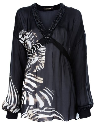 Roberto Cavalli zebra sheer blouse