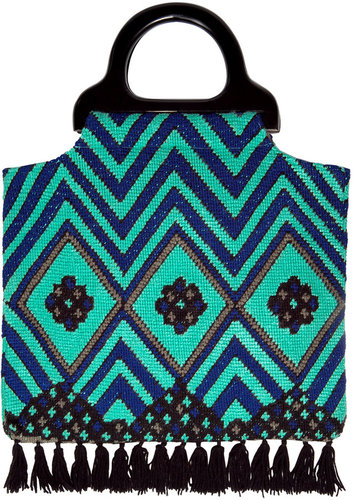 Anna Sui Electric Blue Fringed Tote