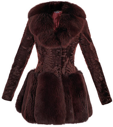 Alexander McQueen Astrakhan and fox fur coat