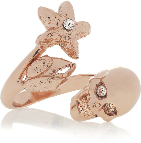 Alexander McQueen Swarovski crystal skull and claw ring
