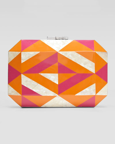 Rafe Dawn Shell & Enamel Minaudiere, Orange/Pink