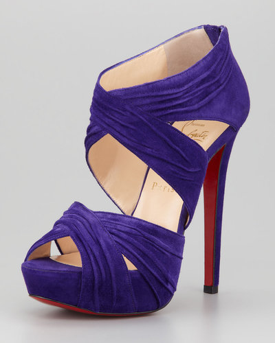 Christian Louboutin Bandra Zip-Back Crisscross Platform Red Sole Sandal, Violette