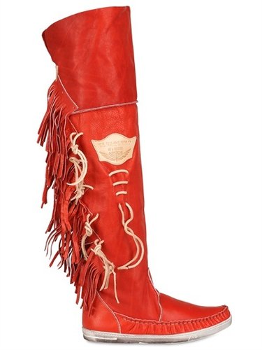 Nappa Leather Fringed Boots