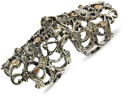 bar lll Bar III Ring, Burnished Gold-tone Filigree Knuckle Ring
