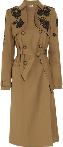 Erdem Leta lace-appliquéd twill trench coat