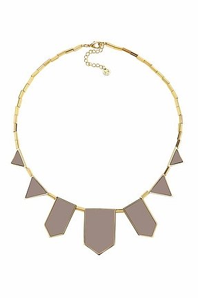 House of Harlow 1960 14KT Gold-Plated Khaki Leather Five Stations Necklace