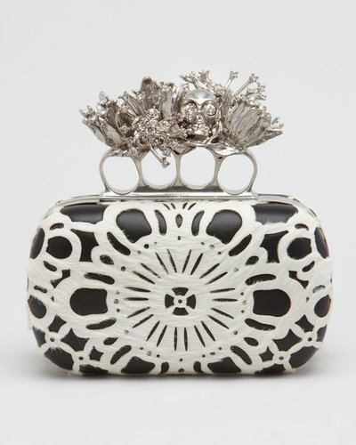 Alexander McQueen Laser-Cut Calf Hair Knuckle-Duster Box Clutch Bag