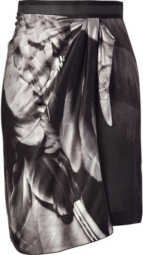 Emanuel Ungaro Black and white draped silk skirt