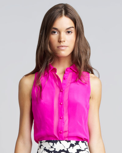Nanette Lepore Sheer-Panel Silk Blouse