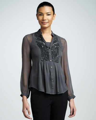 Kay Celine Sequin Sheer Blouse