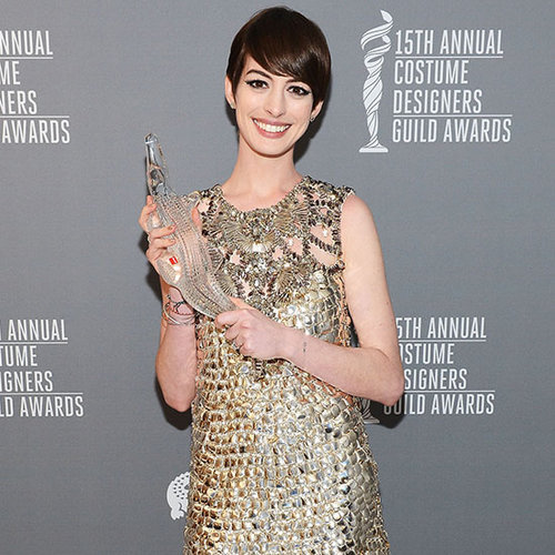 Anne Hathaway Costume Designers Guild Awards (Video)