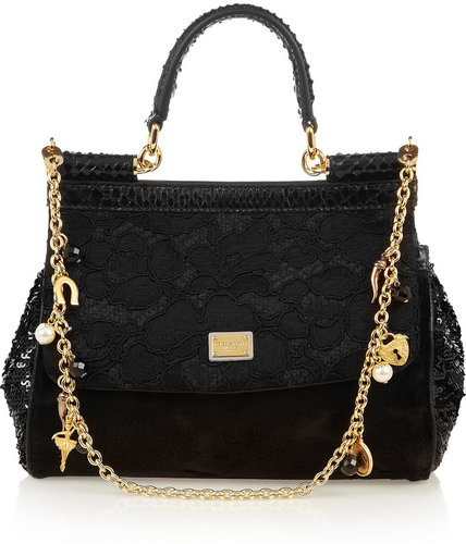Dolce & Gabbana Mini Miss Sicily python-trimmed brocade bag