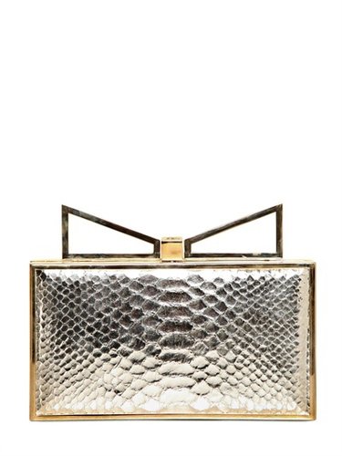 Sara Battaglia - Lady Me Python Embossed Leather Clutch