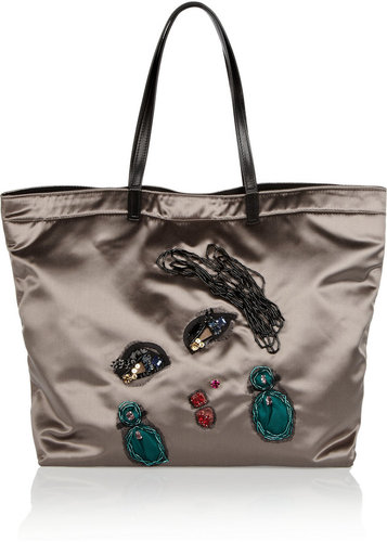 Lanvin 10th Anniversary appliquéd brushed-satin tote