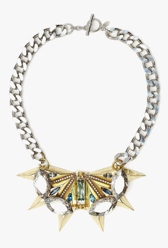 Anton Heunis Gold Spike And Crystal Chain Necklace