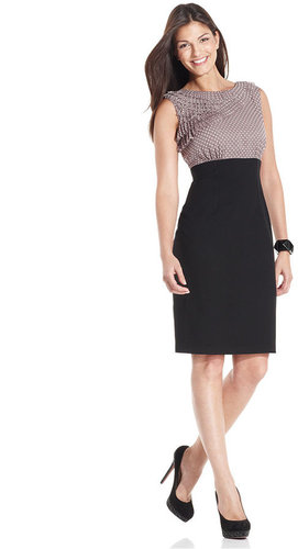 Anne Klein Dress, Sleeveless Polka-Dot-Print Sheath