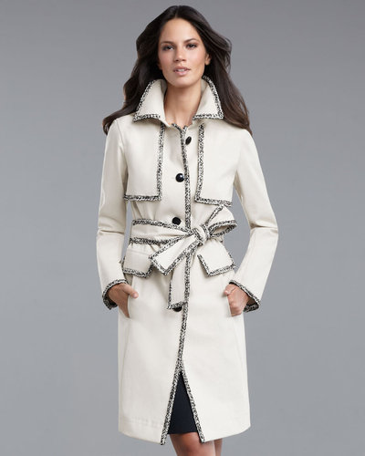 St. John Collection Tweed-Trim Trench Coat