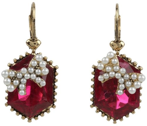 Betsey Johnson - Fabulous Fuchsia Crystal Gem Bowdrops (Fuchsia) - Jewelry