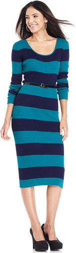 Fever Dress, Long-Sleeve Striped Sweater Dress