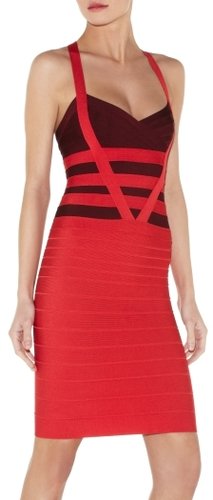 Herve Leger Balinda Colorblocked Dress