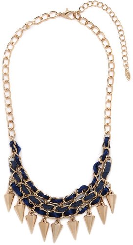 Suede Spike Bib Necklace