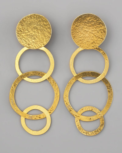Herve Van Der Straeten Disc & Open Circle Clip Earrings
