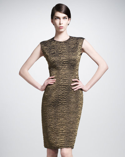 Lanvin Round-Neck Brocade Dress