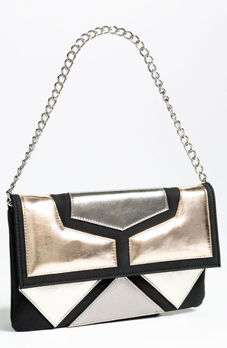 SR Squared by Sondra Roberts Blocked Metallic Clutch