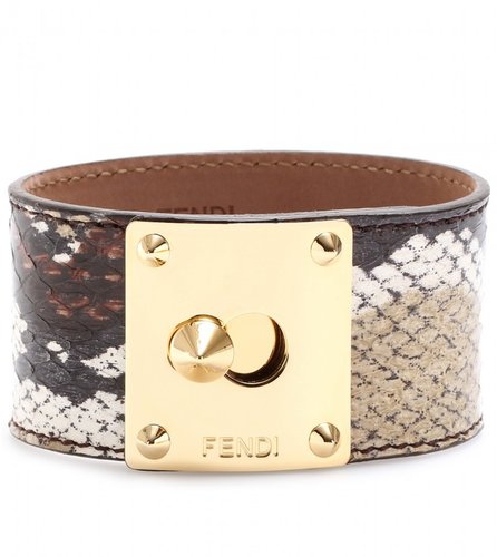 Fendi SNAKESKIN CUFF WITH STUDDED LOGO CLOSURE