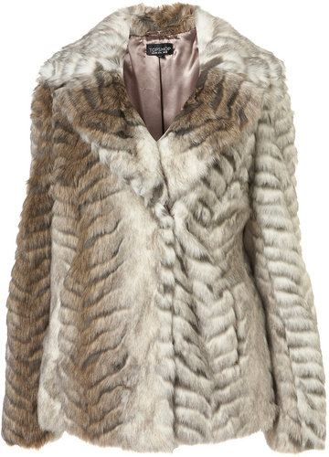 Chevron Pelted Short Coat