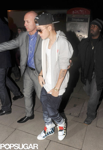 Justin Bieber arrived at Justin Timberlake's concert in London.
Justin Bieber arrived at Justin Timberlake's concert in London.