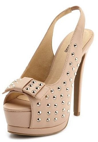 Bow-Front Studded Slingback Pump