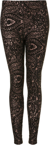 Petite Textured Lace Leggings