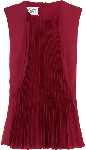 Maison Martin Margiela Pleated crepe and silk top