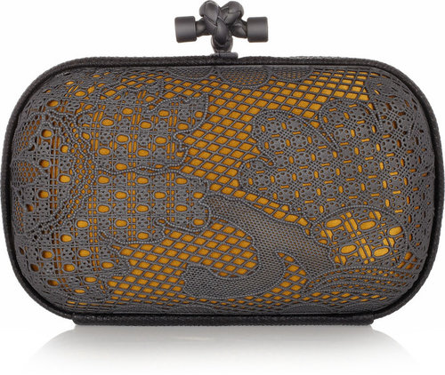 Bottega Veneta Lace-effect metal and karung knot clutch