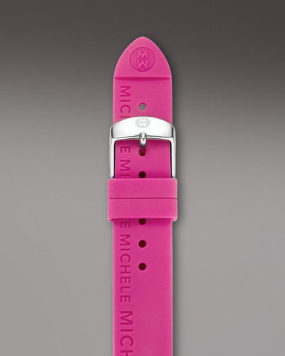 Michele Watches 18mm Silicon Watch Strap, Bright Pink