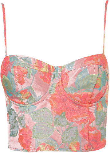 Neon Floral Jacquard Corset