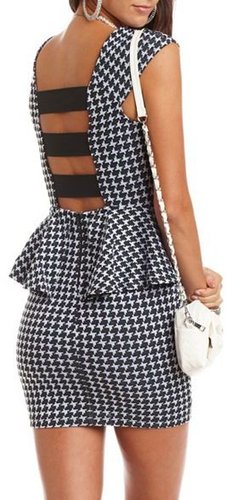 Houndstooth Peplum Pencil Dress